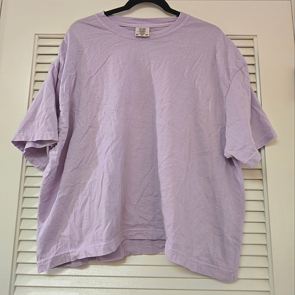 Comfort Colors - (Plus-Size) Lavender Casual 100% Cotton Short-Sleeve Shirt